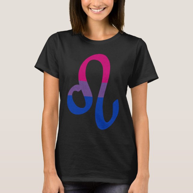 Bisexual Pride Flag Leo Zodiac Sign T-Shirt (Front)