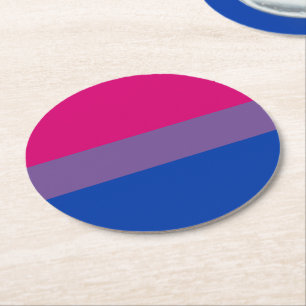 Bisexual Pride Flag Round Paper Coaster