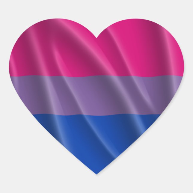 BISEXUAL PRIDE FLAG WAVY DESIGN - 2014 PRIDE.png Heart Sticker (Front)