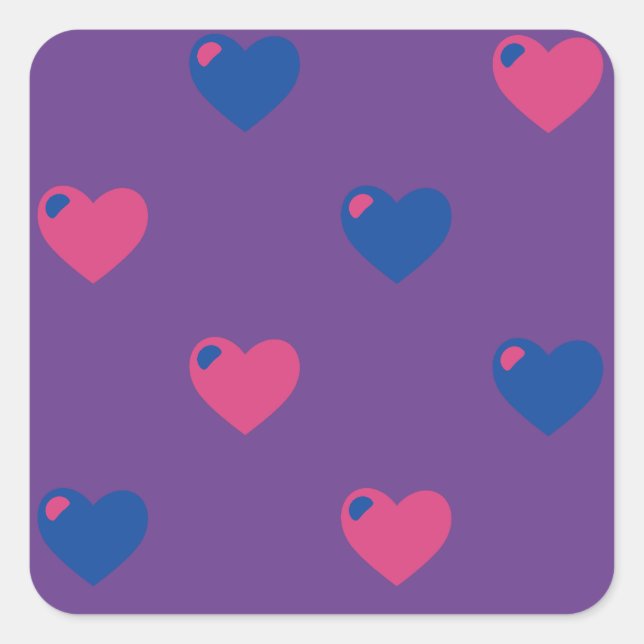 Bisexual Pride Hearts Stickers (Front)