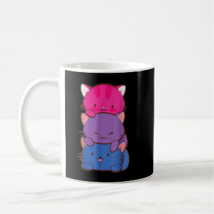 Bisexual Pride Kawaii Kitty Cat Pile Stack Anime L Coffee Mug