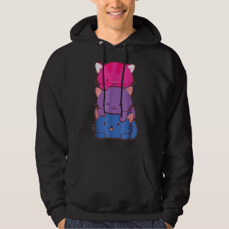 Bisexual Pride Kawaii Kitty Cat Pile Stack Anime L Hoodie