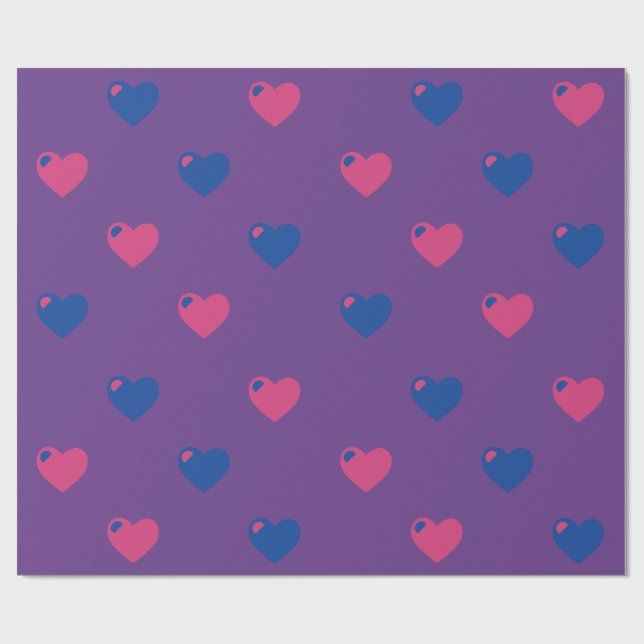 Bisexual Pride Large Hearts Wrapping Paper (Flat)
