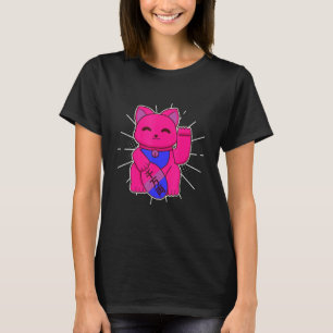 Bisexual Pride Lucky Cat LGBTQ+ Asexuality T-Shirt