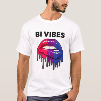 Bisexual Pride Month LGBT Bi Vibes Dripping Lips T-Shirt