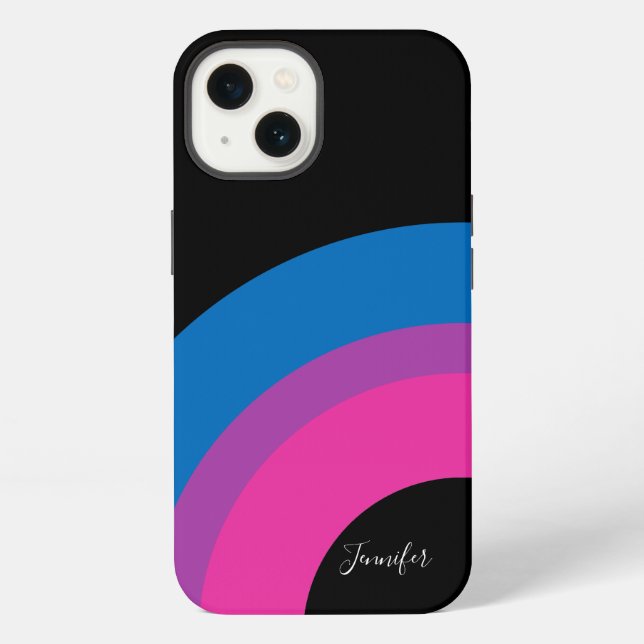 Bisexual Pride Rainbow Flag Personalized Black iPhone Case (Back)