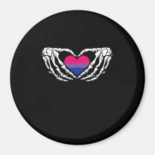 Bisexual Pride Skeleton Halloween Bi Goth Heart Cl Magnet