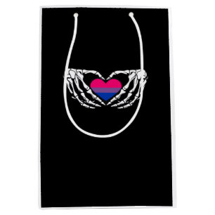 Bisexual Pride Skeleton Halloween Bi Goth Heart Cl Medium Gift Bag
