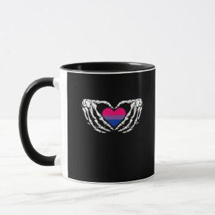 Bisexual Pride Skeleton Halloween Bi Goth Heart Cl Mug