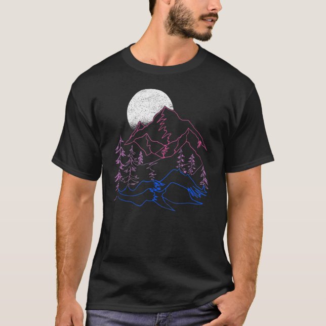 Bisexual Pride Subtle Bi Pride Landscape LGBT Moun T-Shirt (Front)