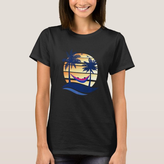 Bisexual Pride Summer Sunset Beach Hammock T-Shirt (Front)