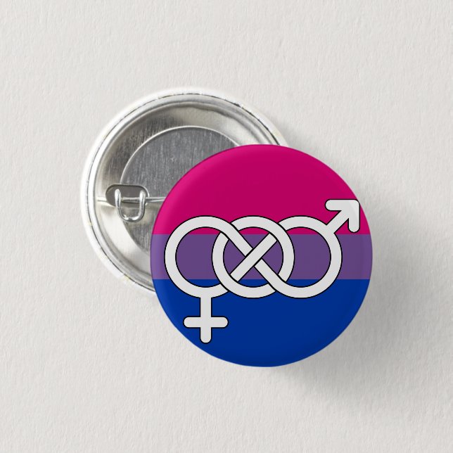 Bisexual Pride Symbol Flag 1 Inch Round Button (Front & Back)