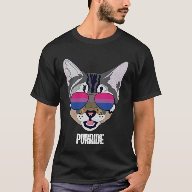 Bisexual Purride Bi Pride Cat T-Shirt (Front)
