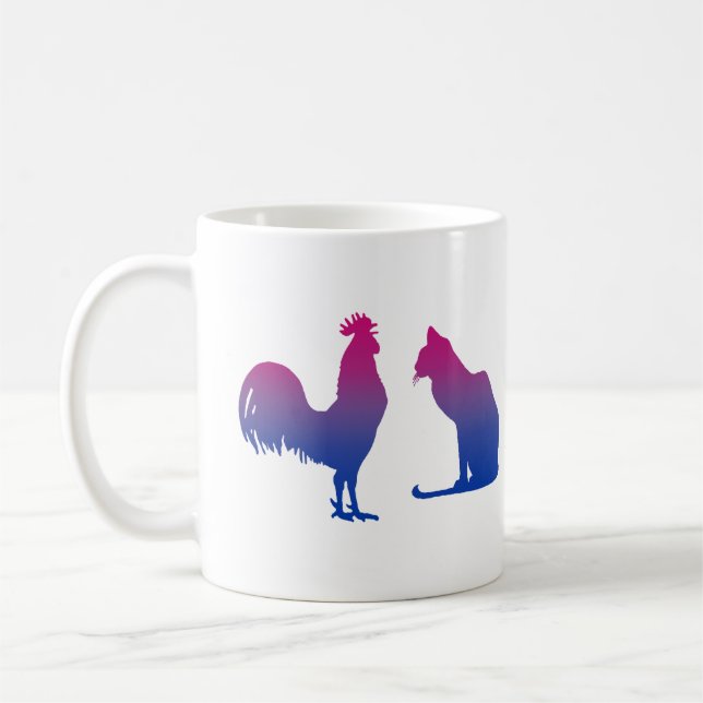 Bisexual Rooster and Kitty Coffee Mug (Left)