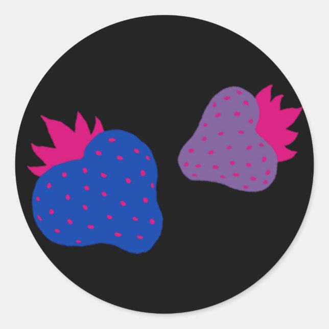 Bisexual Strawberries stickers (black) (Front)