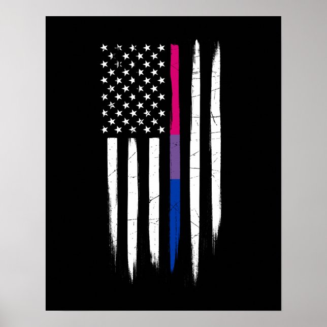 Bisexual Thin Line American Flag Poster (Front)