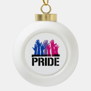 Bisexual Together Pride Ceramic Ball Christmas Ornament
