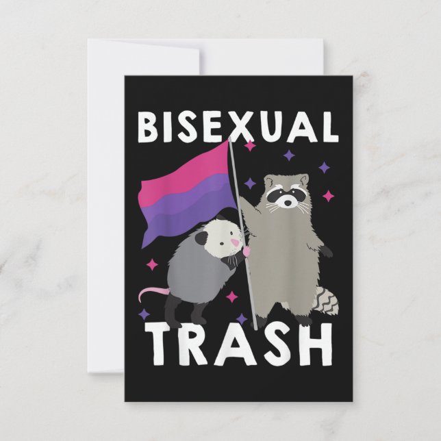 Bisexual Trash Gay Pride Rainbow LGBT Raccoon Card (Front)