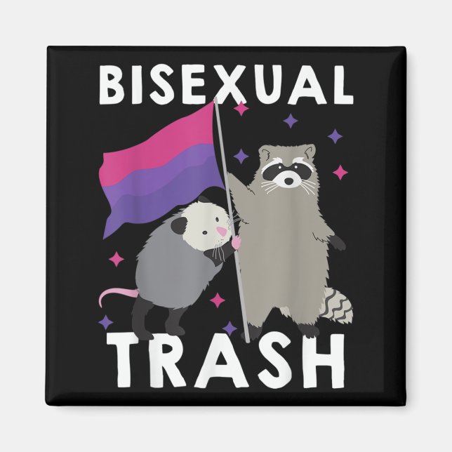 Bisexual Trash Gay Pride Rainbow LGBT Raccoon Magnet (Front)