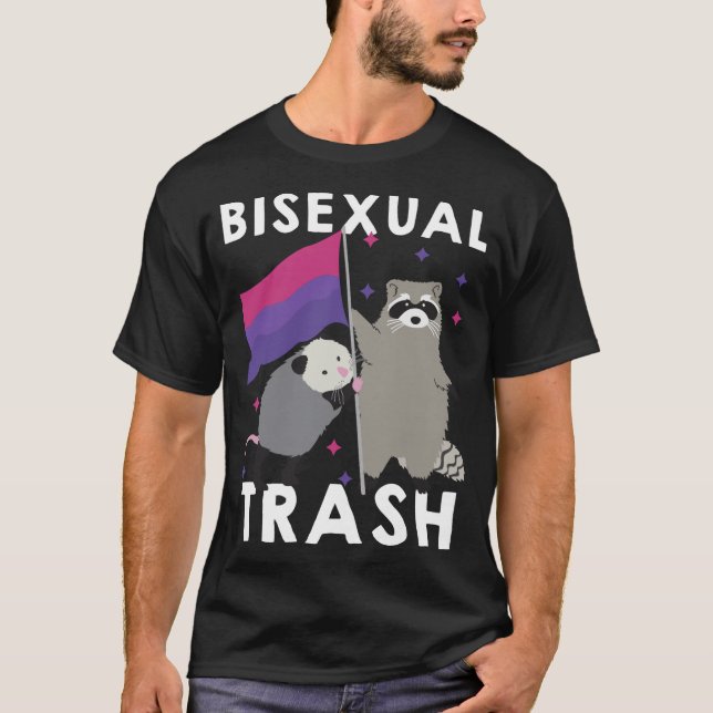Bisexual Trash Gay Pride Rainbow LGBT Raccoon Poss T-Shirt (Front)