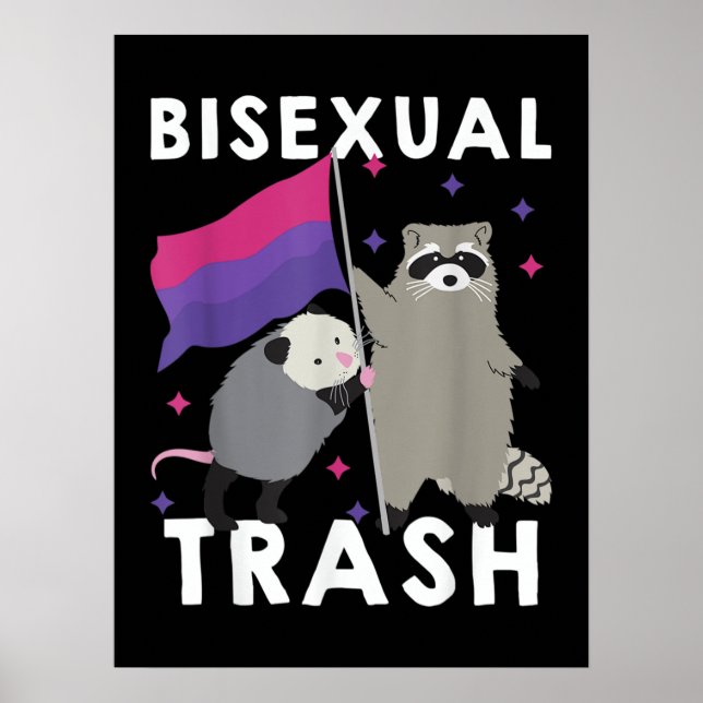 Bisexual Trash Gay Pride Rainbow LGBT Raccoon Poster (Front)