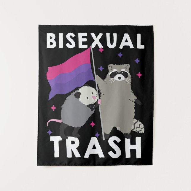 Bisexual Trash Gay Pride Rainbow LGBT Raccoon Tapestry (Front)