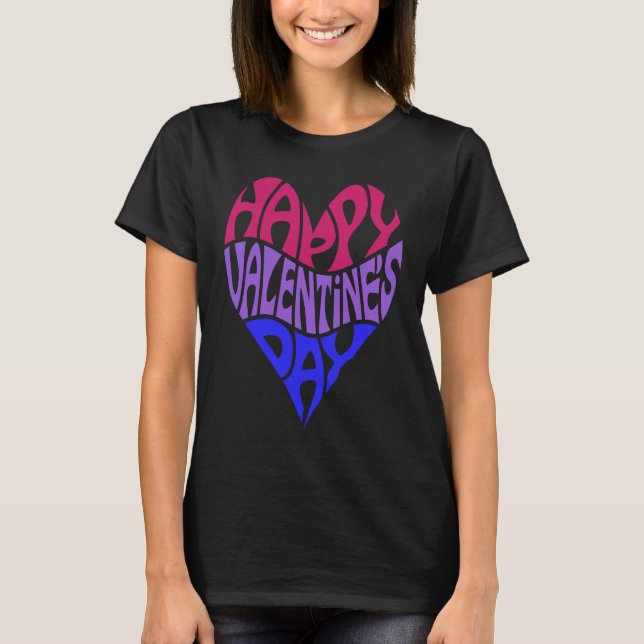 Bisexual Valentine's Day Bi Pride LGBTQ LGBT Heart T-Shirt (Front)