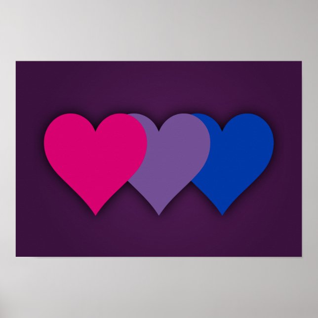 Bisexualité orgueil coeurs Poster (Devant)