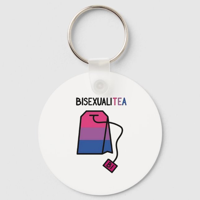 BisexualiTEA Bi Pride Flag Bisexual Tea Keychain (Front)