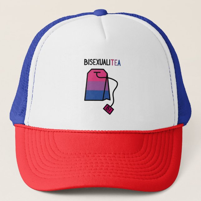 BisexualiTEA Bi Pride Flag Bisexual Tea Trucker Hat (Front)
