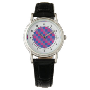 Bisexuality colors checkered pattern watch