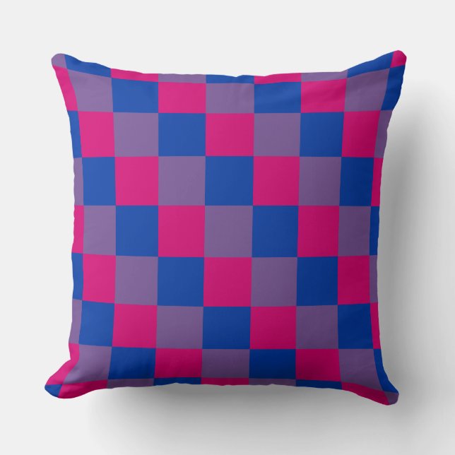 Bisexuality colours chequered pattern throw pillow (Front)