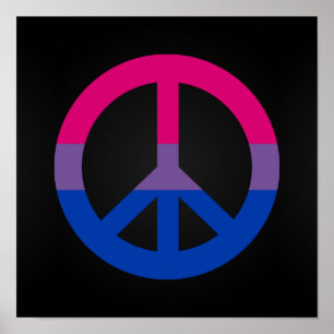 Bisexuality flag peace sign poster