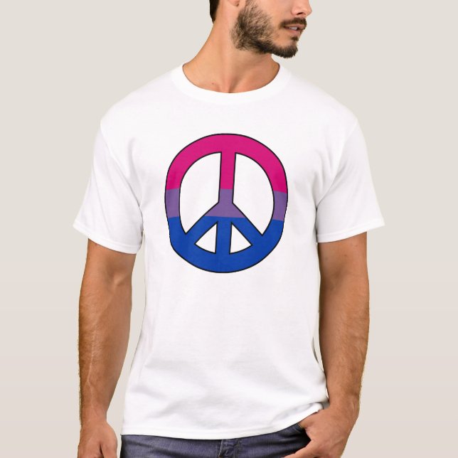 Bisexuality flag peace sign sign T-Shirt (Front)