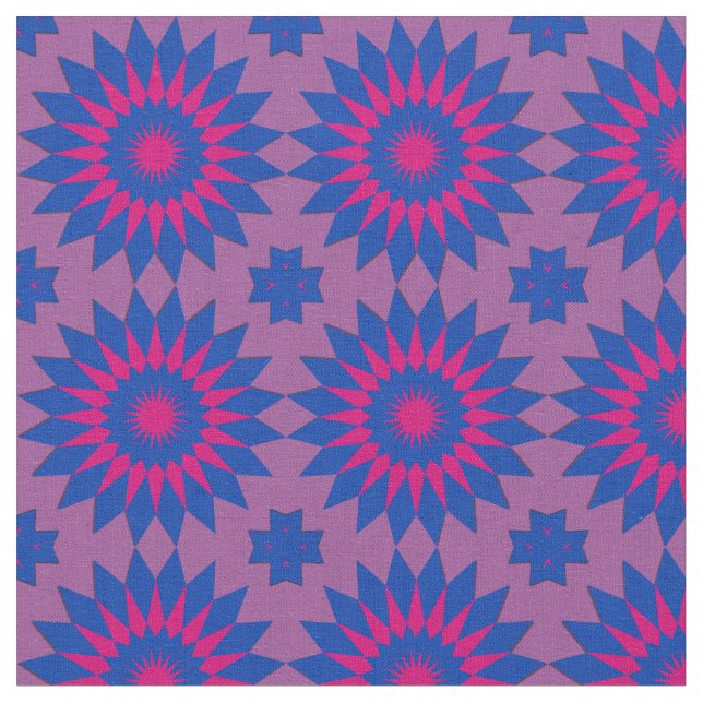 Bisexuality pride colours /purple flower pattern fabric (Close Up)