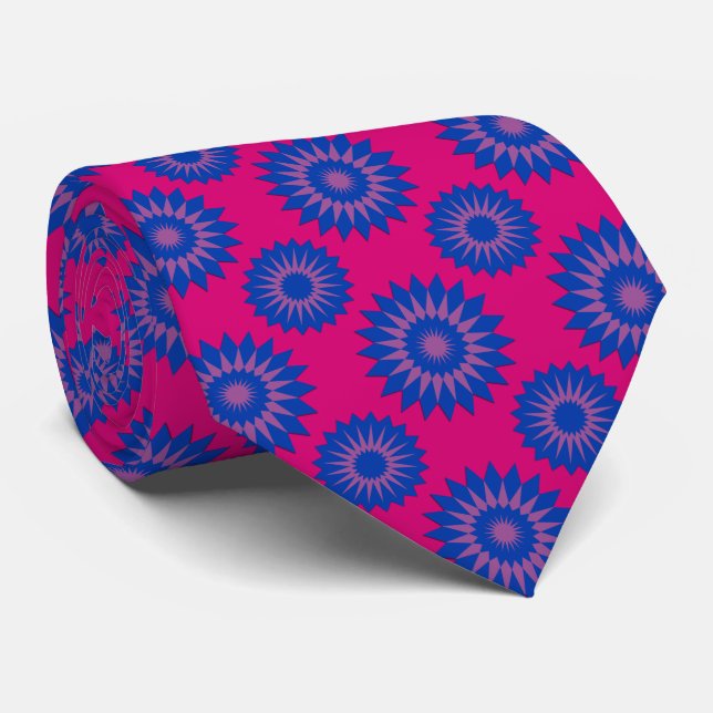 Bisexuality pride flag / pink flower pattern tie (Rolled)