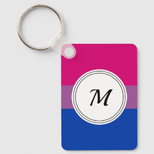 Bisexuality pride flag with a custom initial keychain
