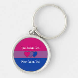 Bisexuality pride flag with text keychain