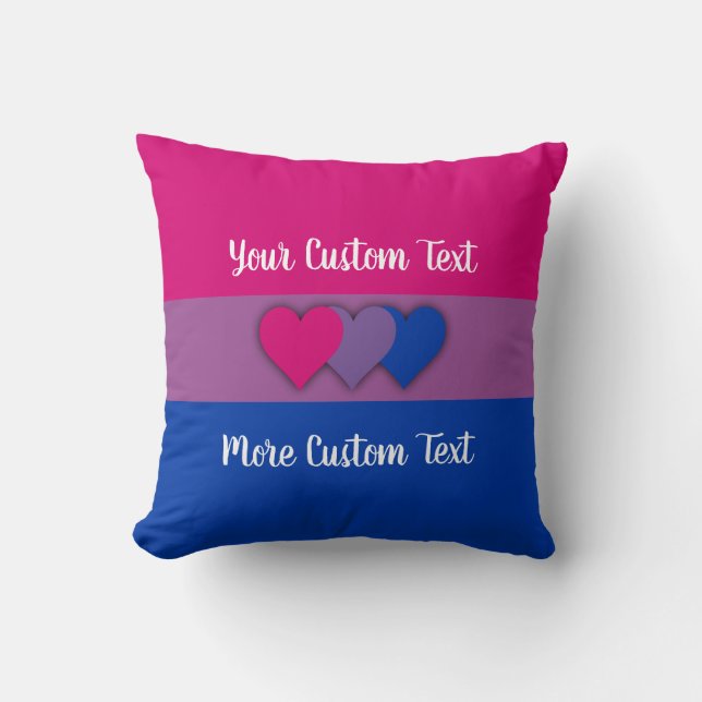 Bisexuality pride flag with text throw pillow (Front)