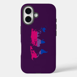 Bisexuality pride world map iPhone 16 case