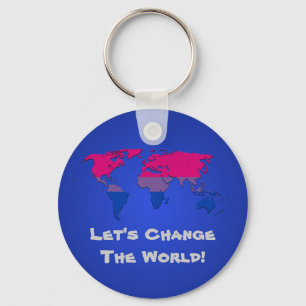 Bisexuality pride world map Keychain