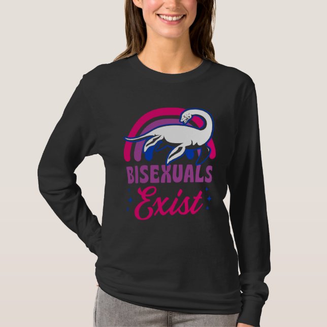 Bisexuals Exist Bisexual Loch Ness Monster Pride R T-Shirt (Front)