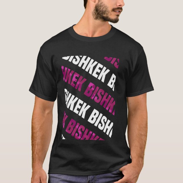 Bishkek Camo Pattern Pink Camouflage T-Shirt (Front)