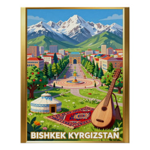 Bishkek Kyrgyz Mountains Travel Poster