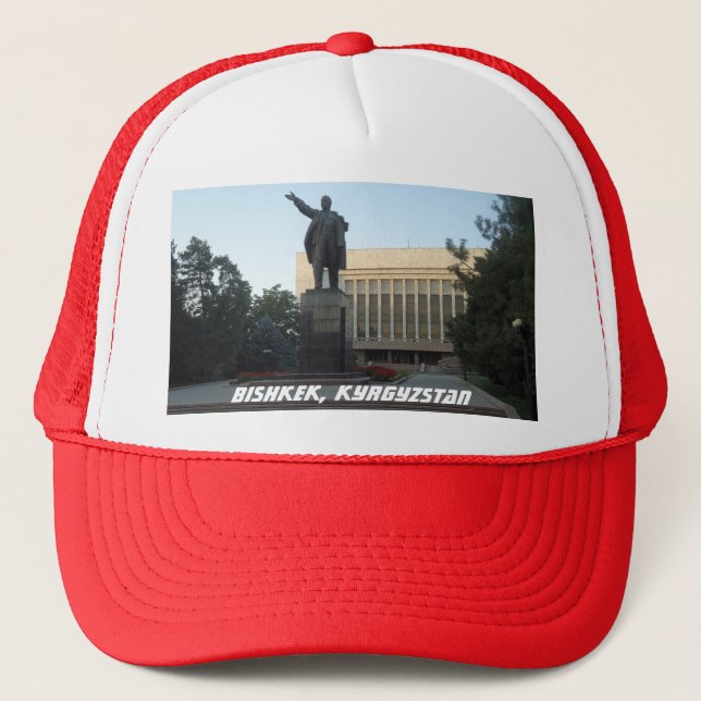 Bishkek, Kyrgyzstan Soviet Lenin Statue Trucker Hat (Front)