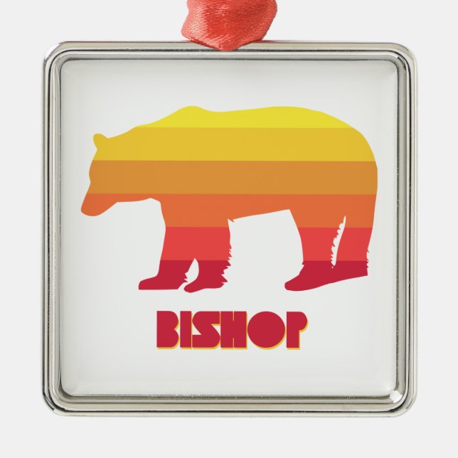 Bishop California Rainbow Bear Metal Ornament (Front)