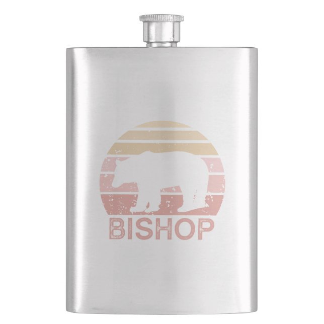 Bishop California Retro Bear Hip Flask (Front)