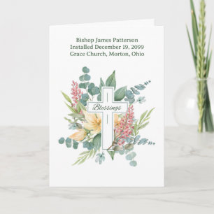 Bishop Installation Blessings Cross and Flowers Card
