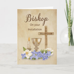 Bishop Installation Congratulations Cross Candle  Card