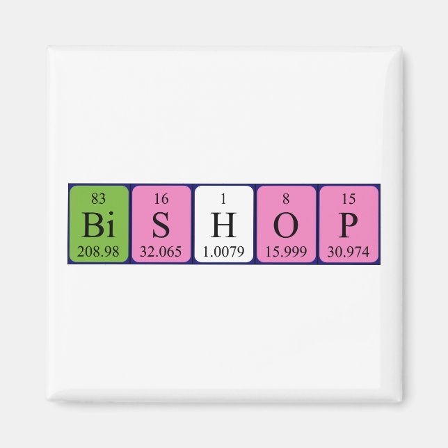 Bishop periodic table name magnet (Front)
